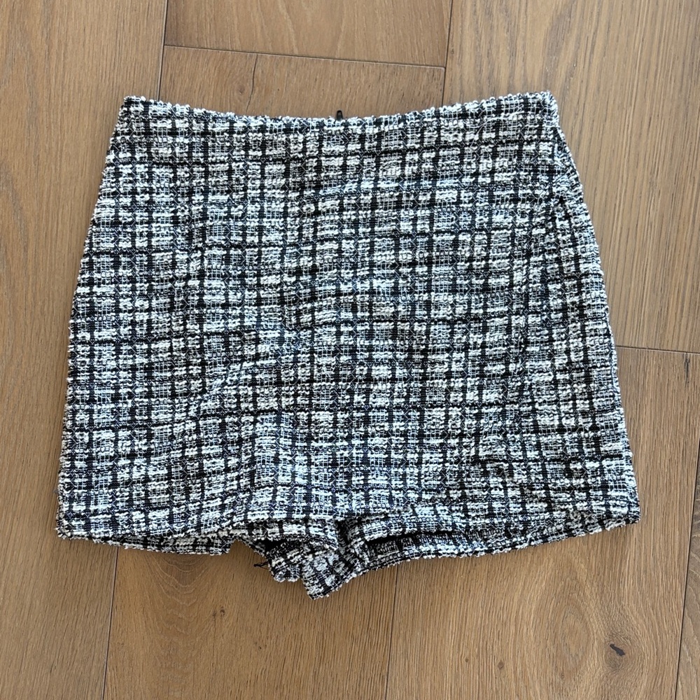Elegant High Waist Tweed Skort